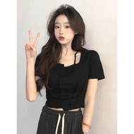 NEW Irregular Women INS Chic Chop Top 女款不规则韩版设计感短款INS上衣