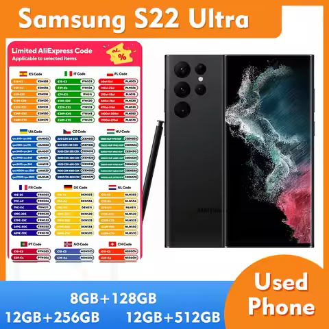 Samsung Galaxy S22 Ultra 5G ROM 128GB/256/512GB RAM 12GB/8GB SmartPhone S22U 6.8' Unlocked Used Phon