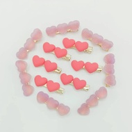 HAIR CLIP RED HEART COLOR &LIGHT PINK HEART COLOR