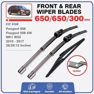 Front Rear Wiper Blades For Peugeot 508 508SW 508 SW MK1 W23 2010 - 2017 Windshield Windscreen Car A
