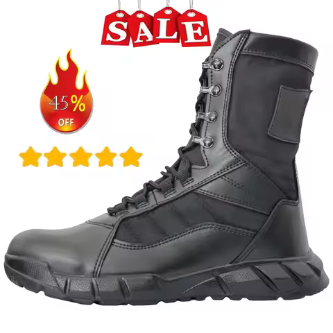 Shoe Tactical Combat Boots Leather Lightweight Man Tactical Boots Combat Boots Anti-Collision Traini