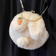 Candy & Kenny Rabbit Plush Bag with Pearl Chain - Perfect for Autumn/Winter 2025HT99 KYO6