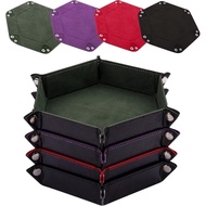 SIQUK 4 Pieces Dice Tray Hexagon Dice Roller Tray Folding PU Leather Dice Trays for Dice Games Like 