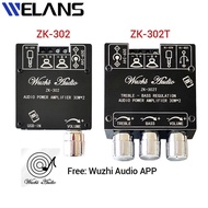 ZK-302 302T 30Wx2 2.0 Channel Stereo Audio Digital Power Amplifier Board BT 5.1 Treble Bass AMP Wuzh