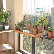 Flower Rack Flower Rack Type Guardrail Hanging Balcony Solid Wood Display Rack Hanging Succulent Rai