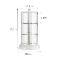 Inaso Kotak Perhiasan Putar Transparan Tempat Penyimpanan Box Bulat Anti Debu Rak Organizer Aksesori