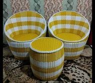 READY STOK Kursi Teras 1 Set Gentong Rotan Sintetis Kursi Tamu Minimalis Kursi Santai Murah