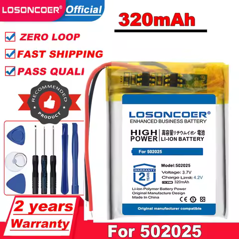 LOSONCOER 320mAh 502025 Battery For toys speaker Tachograph MP3 MP4 GPS Bluetooth Battery
