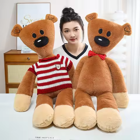 35-90CM Funny Mr. Bean Bear Plush Toys Comedy Cartoon Movie Characters Cute Animals Wear Sweater Dol