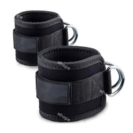 2pcs/set Adjustable Padded Ankle Wrist Cuffs Straps Double D-Ring Glute Kickback for Cable Machine, 