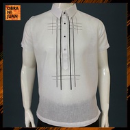 Obra ni Juan Inno Fit Polo Barong With Print - White (#1028)