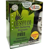 Desyam Hair Darkening Shampoo with FREE Conditioner & Balancing Shampoo 3 in 1 (Black) -5 Sachet in 