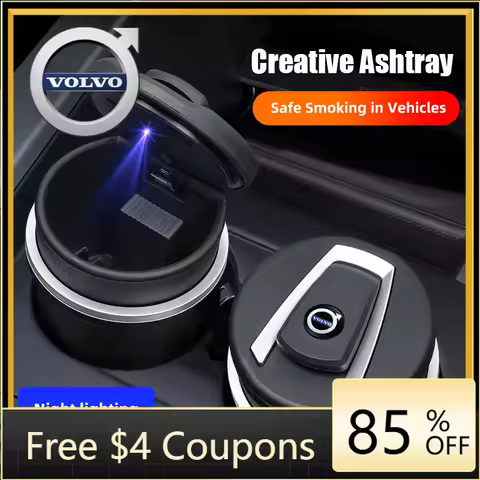 Steering Covers Car Interior Ashtray LED Light Cigarette Trash Can Accessories For Volvo ES90 EC40 E