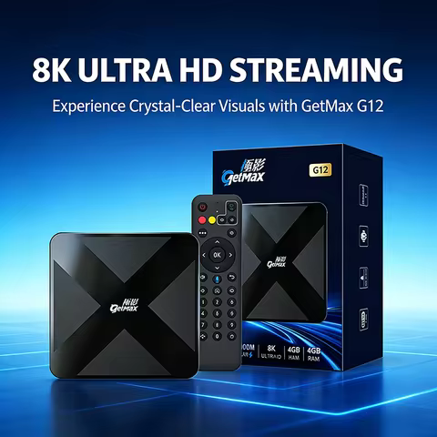 Global Android 12.0 TV Box GetMax G12, Supports 4K/8K, Bluetooth 5.2, WiFi 6, 4GB RAM 64GB ROM, Mult
