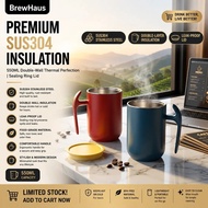 【Brew Haus】Coffee Tumbler Thermal Coffee Mug with Handle |   550ML Office Mug, Useful Water Cup, Cof