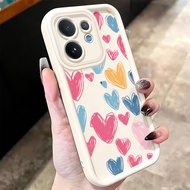 เคสสําห VIVO V60 5G V60E T4 Pro 5G เคสโทรศัพท์มีสีสันรูปหัวใจซิลิโคนซอฟต์เชลล์กันกระแทก