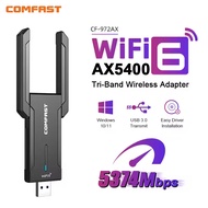 COMFAST AX5400 WiFi6 USB WiFi Adapter USB3.0 Tri-Band Wireless Driver-Free Network Card Compatible W