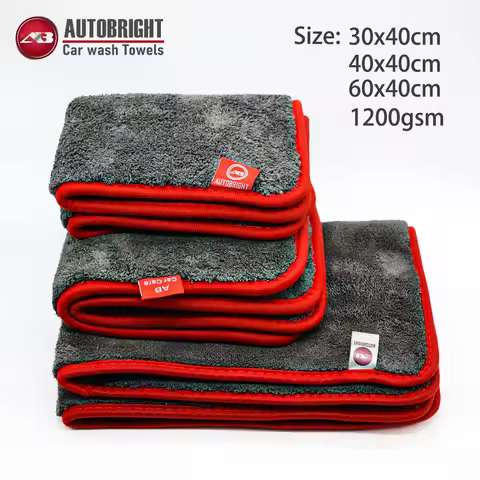 AUTOBRIGHT 1200gsm 30x40cm 40x40cm 60x40cm Microfiber Cleaning Towel Grey Wash Towels Car Cleaning D
