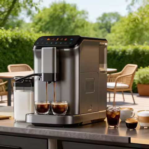 EUHOMY 2-Cup Fully Automatic Espresso Machine with Manual Milk Frother & 15 Grind Settings, 20 Bar H
