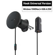 Baseus ไฟแช็คแท่นชาร์จไร้สายที่ยึดโทรศัพท์แบบแม่เหล็กในรถยนต์25W ที่ชาร์จ USB C 2 In 1 PD18W สำหรับ1