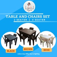 Dining Set Plastic Rattan Table and Chairs Set 2 Seater 4 Seater Indoor Outdoor Dining Furniture