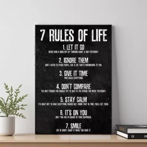 7 Rules Of Life Watch Your Thoughts Art Canvas Print Painting Motivation Quote Wall Picture Office H