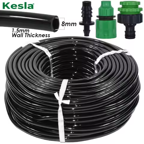 KESLA 5-25M 3/8'' 8/11mm Garden Water PVC Hose Watering Tubing Garden Irrigation Tube w/ 1/2&3/4''&1