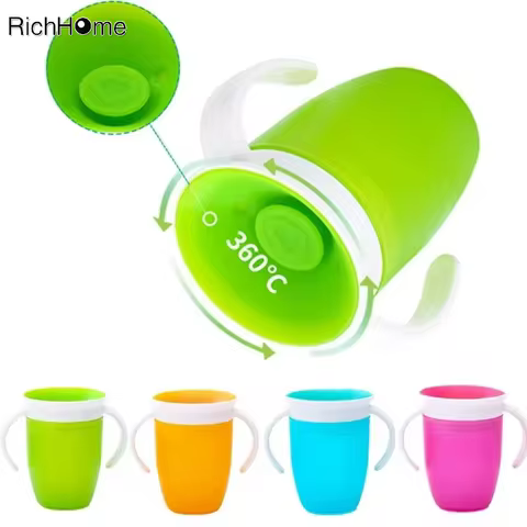 360° Baby Cups Can Be Rotated Magic Cup Baby Learning Drinking Cup Leakproof Child Water Cup Bottle 