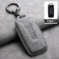 Car Key Case Cover for VW Volkswagen Touareg 2019 2020 2021 2022 2023 Leather Car Key Protection She