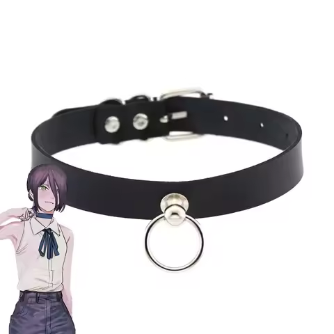Anime Chainsaw Man Reze Cosplay Choker PU Necklace Punk Leather Collar Pull Ring Chain Pendant Jewel
