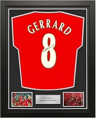 Steven Gerrard Back Signed Liverpool 2005 Football Shirt. Standard Frame