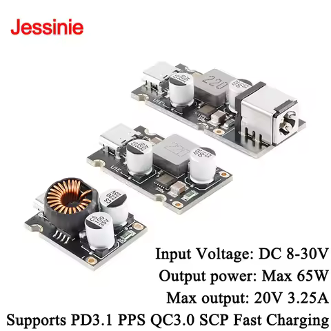 PD65W 65W Fast Charger Module DC 8-30V Buck Step Down Type-C Supports PD3.1 PPS QC3.0 SCP Fast Charg