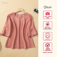 Middle-aged women's shirt made of Thai Silk, gentle design that absorbs sweat, given to loved ones T