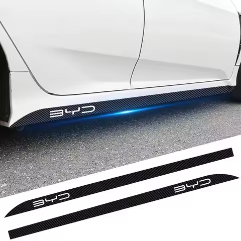 2Pcs Carbon Car Door Side Skirt Sill Stripe Anti-scratch Refit 3D Sticker For BYD F3 F0 S6 S7 E5 E6 