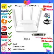 Modified C300 4G Router Unlocked Unlimited Data Hotspot WIFI CPE 4G LTE Modem Router Home Hotspot Antenna for Malaysia Unlimited With Sim Card Slot