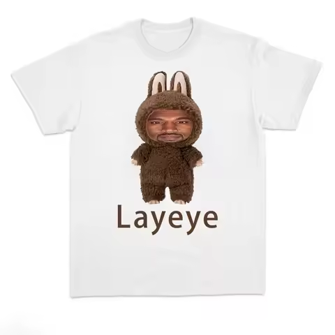 Parody Kanye Layeye T-shirt Creative Short-sleeved Pure Fun and Funny T-shirt for Both Women