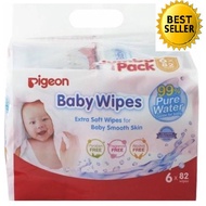 Pigeon 99% Pure Water Baby Wipes 82S X 6 Packs