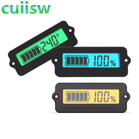 Blue Green 12V LY6W Lead Acid Battery Capacity Indicator LCD Digit Display Meter Lithium Battery Pow