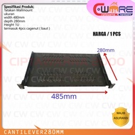 Wallmount Server Rack Cantilver Shelf 1U Fixed depth 280 mm - CwNs