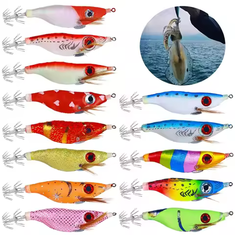 Squid Jig Fishing Lure Luminous Squid Bait Eging Artificial Llures for Webfoot Octopus Wood Shrimp S