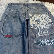 y2k jeans baggy jeans men y2k Casual Harajuku Hip-Hop Printed Loose Wide-Leg Jeans for Men