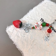 Tali hp Manis Angin Kreatif Apel Merah Lanyard hp Lucu Rantai Ponsel Strawberry Berongga Cinta Gantu