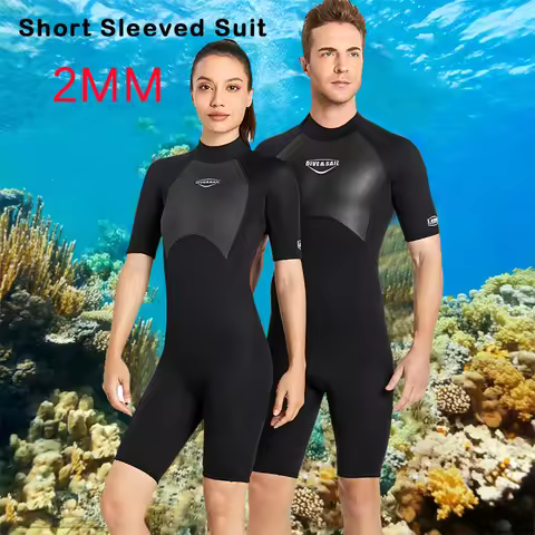 2MM Neoprene Diving Suit Men Women Scuba Diving Wetsuits Short Sleeves Suit Snorkeling Swimwear Beac