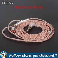 KBEAR สายหูฟังโทรศัพท์4Core สายทองแดงอัพเกรดสายหูฟัง QDC/TFZ/2Pin/MMCX สายทดแทน3.5มม. สายหูฟังแบบถอด
