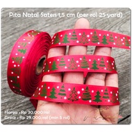 NATL-411 : 1.5 cm Satin Christmas Ribbon (25 yards per roll)
