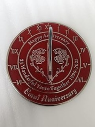 35th Coral Wedding Anniversary in 1990-2025 Brass Sundial Couples 35 Year Celebration Gift Idea Sund