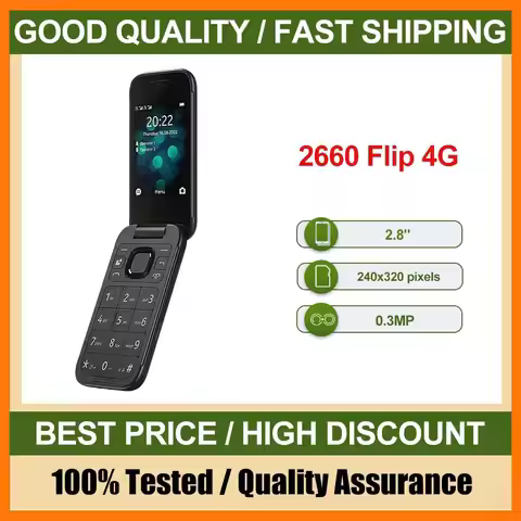 Original 2660 Flip 4G CellPhone Made in Finland Unlocked Support English Language Good Condition