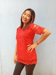 atasan blus brukat merah mewah merona atasan wanita full brokat