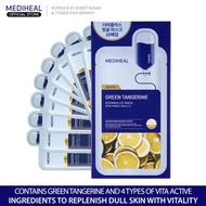 Mediheal Derma Plus Green Tangerine Mask Mask Box, 10sheets x 22ml, for replenishing dull skin