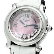 Chopard Happy Sport 27/8245-23，5 鑽孔錶，不鏽鋼/皮革，石英機芯，粉紅色貝殼錶盤，女士